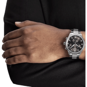 Tissot T Classic Chrono XL Black Dial Silver Steel Strap Watch For Men - T116.617.11.057.01