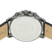 Tommy Hilfiger London Chronograph Grey Dial Black Leather Strap Watch for Men - 1791533