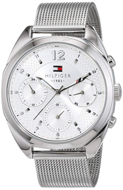Tommy Hilfiger Mia Silver Dial Silver Mesh Bracelet Watch for Men - 1781628