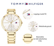 Tommy Hilfiger Angela White Dial Gold Steel Strap Watch for Women - 1782128