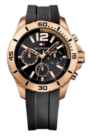 Tommy Hilfiger Sport Multifunction Black Dial Black Rubber Strap Watch for Men - 1791145
