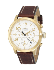 Tommy Hilfiger Jake Quartz White Dial Brown Leather Strap Watch for Men - 1791231