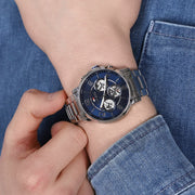Tommy Hilfiger Keagan Blue Dial Silver Steel Strap Watch for Men - 1791293