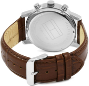 Tommy Hilfiger Kane Chronograph White Dial Brown Leather Strap Watch for Men - 1791400