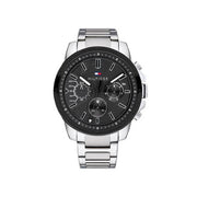 Tommy Hilfiger Iconic Quartz Black Dial Silver Steel Strap Watch for Men - 1791564