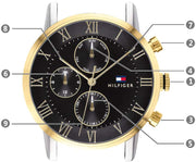 Tommy Hilfiger Analog Black Dial Two Tone Steel Strap Watch for Men - 1791539