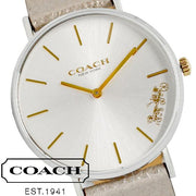 Coach Perry White Dial Beige Leather Strap Watch for Women - 14503157
