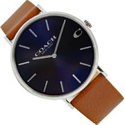 Coach Charles Blue Dial Brown Leather Strap Watch for Men - 14602151
