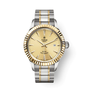 Tudor Style Automatic Diamonds Gold Dial Two Tone Steel Strap Watch for Men - M12713-0007