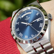 Tudor Royal Automatic Blue Dial Silver Steel Strap Watch for Men - M28600-0005
