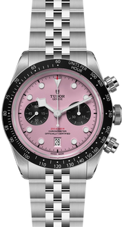 Tudor Black Bay Chrono Pink Dial Silver Steel Strap Watch for Men - M79360N-0019