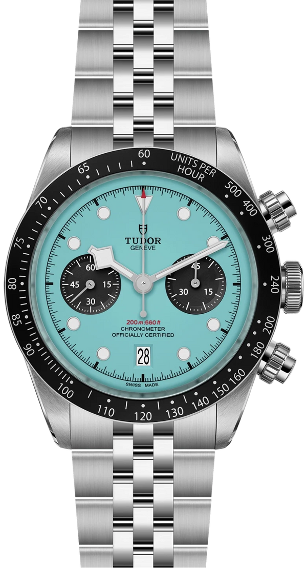 Tudor Black Bay Chrono Blue Dial Silver Steel Strap Watch for Men - M79360N-0024