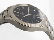 Tudor Style Automatic Black Dial Silver Steel Strap Watch for Men - M12710-0003