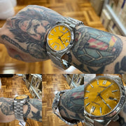 Citizen Tsuyosa Automatic Yellow Dial Silver Steel Strap Watch for Men - NJ0150-81Z