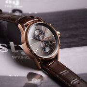 Hugo Boss Jet Chronograph Grey Dial Brown Leather Strap Watch for Men - 1513281