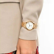 Daniel Wellington Iconic Link White Dial Rose Gold Steel Strap Watch For Women - DW00100211
