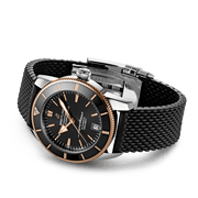 Breitling Superocean Heritage II B20 42mm Black Dial Black Mesh Bracelet Mens Watch - UB2010121B1S1