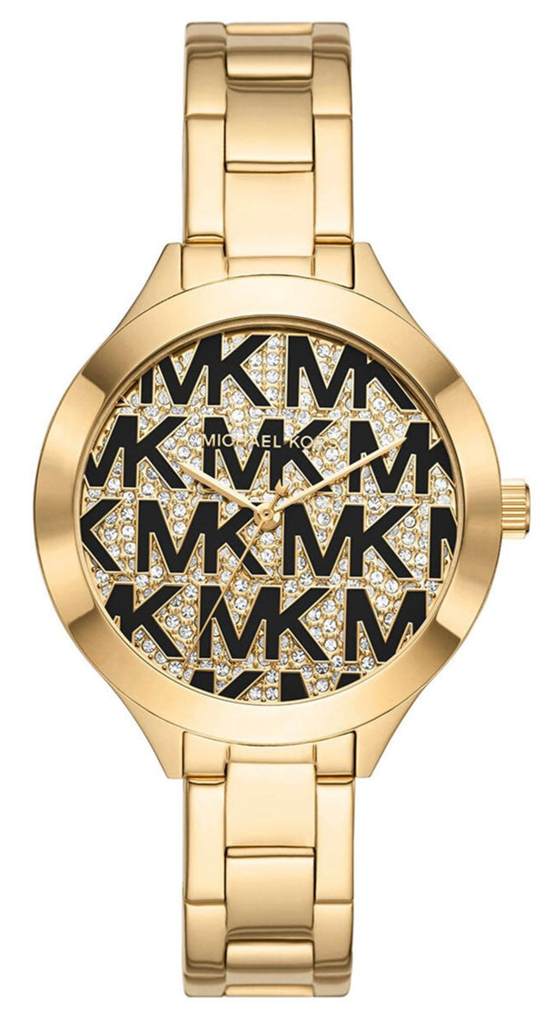 Michael Kors Slim Runway Crystals Gold Dial Gold Steel Strap Watch for Women - MK4659