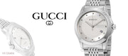 Gucci G Timeless Diamonds Silver Dial Silver Steel Strap Watch For Men - YA126404