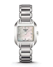 Tissot T Wave Diamonds Mother of Pearl Dial Silver Steel Strap Watch for Women - T02.1.285.74
