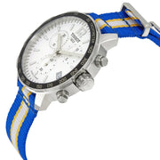 Tissot Quickster Chronograph NBA Golden State Warriors White Dial Two Tone NATO Strap Watch for Men - T095.417.17.037.15