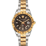 Versace Hellenyium GMT Black Dial Two Tone Steel Strap Watch for Men - V11040015