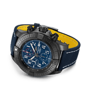 Breitling Super Avenger Chronograph 48 Night Mission Blue Dial Blue Leather Strap Watch for Men - V13375101C1X2