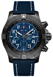 Breitling Super Avenger Chronograph 48 Night Mission Blue Dial Blue Leather Strap Watch for Men - V13375101C1X2