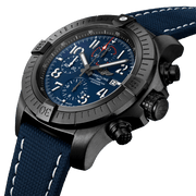 Breitling Super Avenger Chronograph 48 Night Mission Blue Dial Blue Leather Strap Watch for Men - V13375101C1X2