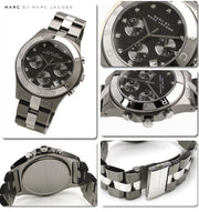 Marc Jacobs Blade Chronograph Black Dial Two Tone Steel Strap Watch for Women - MBM3179