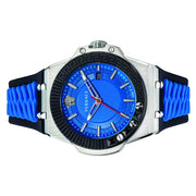 Versace Chain Reaction Blue Dial Two Tone Leather Strap Watch for Men - VEDY00119