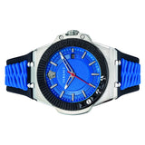 Versace Chain Reaction Blue Dial Two Tone Leather Strap Watch for Men - VEDY00119