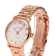 Marc Jacobs Baker White Dial Rose Gold Steel Strap Watch for Women - MBM3244