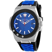 Versace Chain Reaction Blue Dial Two Tone Leather Strap Watch for Men - VEDY00119
