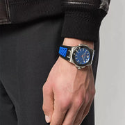 Versace Chain Reaction Blue Dial Two Tone Leather Strap Watch for Men - VEDY00119