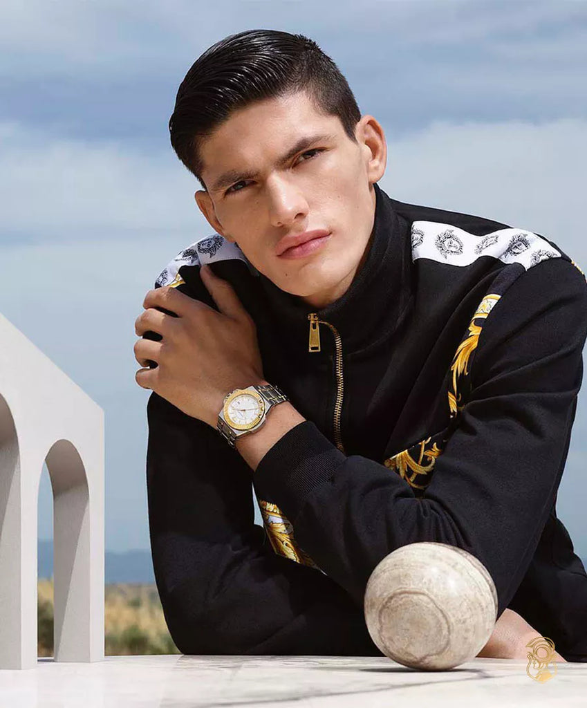 Versace Chain Reaction Quartz White Dial Two Tone Steel Strap Versace Chain Reaction Quartz White Dial Two Tone Steel Strap