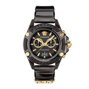 Versace Icon Active Chronograph Black Dial Black Steel Strap Watch for Men - VEZ700421