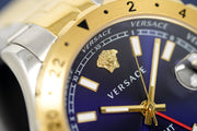 Versace Hellenyium GMT Black Dial Two Tone Steel Strap Watch for Men - V11040015