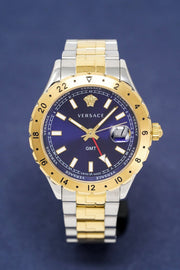 Versace Hellenyium GMT Blue Dial Two Tone Steel Strap Watch for Men - V11060017