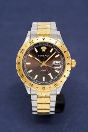 Versace Hellenyium Quartz Brown Dial Two Tone Steel Strap Watch For Men - V11040015