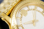 Versace Code Quartz Silver Dial Gold Steel Strap Watch For Men - VEPO00420
