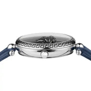 Versace Palazzo Empire Black Dial Blue Leather Strap Watch for Women - VCO080017