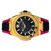 Versace Chain Reaction Quartz Black Dial Red & Black Rubber Strap Watch for Men - VEDY00319