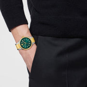 Versace V-Auria Quartz Green Dial Two Tone Steel Strap Watch for Men - VE0F00425