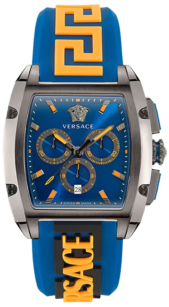Versace Iconic Dominus Chronograph Blue Dial Blue Rubber Strap