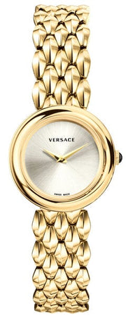 Versace V-Flare Quartz Silver Dial Gold Steel Strap Watch for Women - VEBN00718