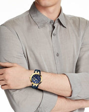 Versace V-Race Multifunction Chronograph Blue Dial Blue Leather Strap Watch For Men - VEBV00219