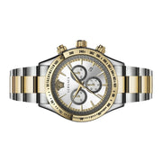 Versace Classic Chronograph Quartz Silver Dial Two Tone Steel Strap Watch For Men - VEV700519