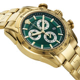 Versace V-Ray Chronograph Green Dial Gold Steel Strap Watch For Men - VE2I00621