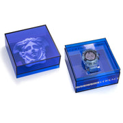 Versace Icon Active Chronograph Purple Dial Blue Silicone Strap Watch For Men - VEZ701523